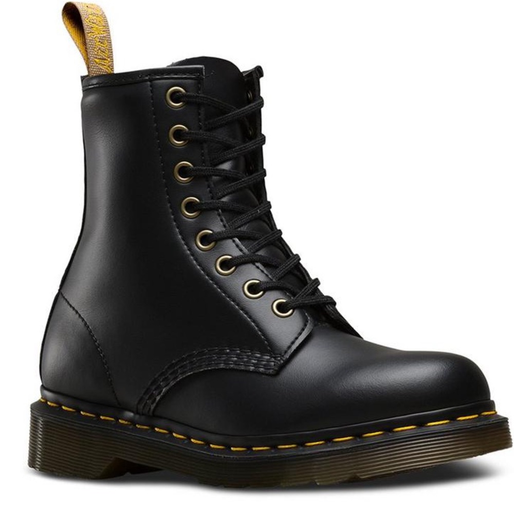 Black vegan Dr martens combat lace up boots